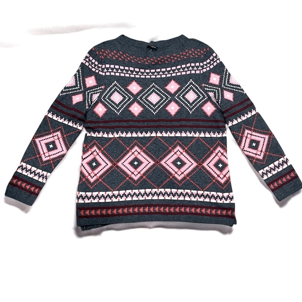 Host Pick 💐🎉🎊🎈😍 TALBOTS Argyle Knit Sweater Lambswool Blend - Large Petit